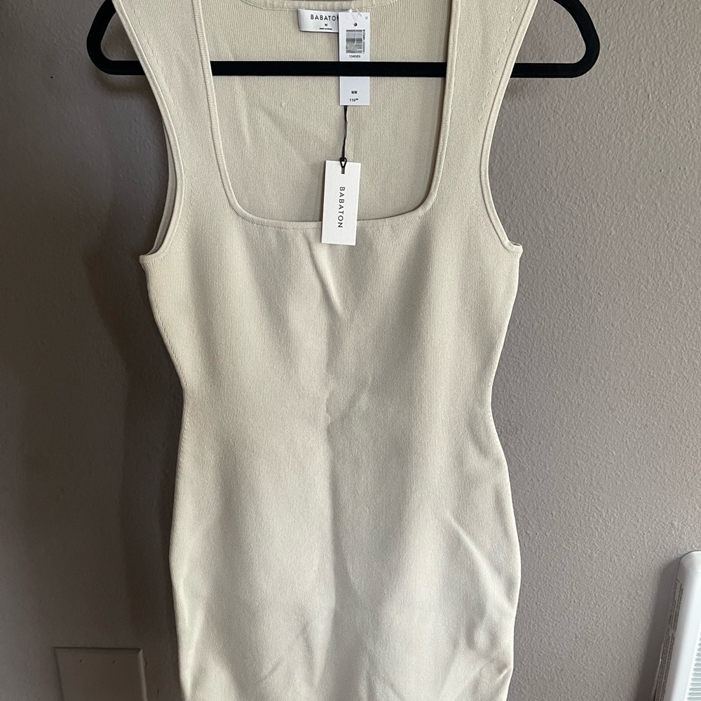 Babaton Cream Sleeveless dress